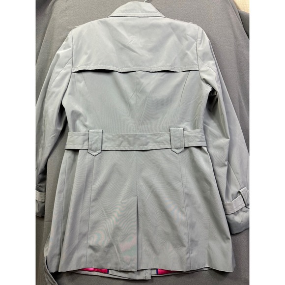 Calvin Klein Women's Light Gray Double Breasted Belted Trench Coat size S Small - Picture 2 of 13